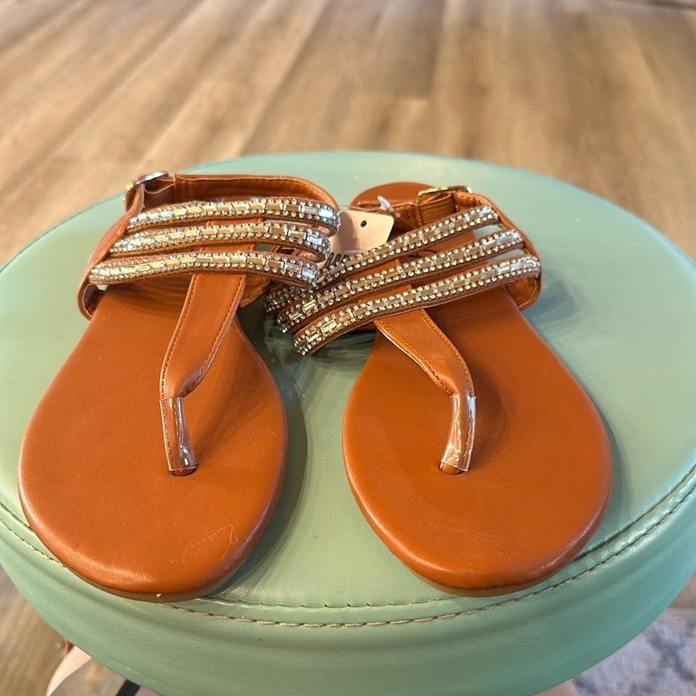 NWT Rouge Helium  sandals clear rhinestones 6.5